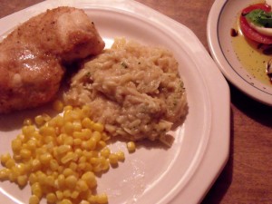 oven fried chicken with cheesy orzo with quinoa